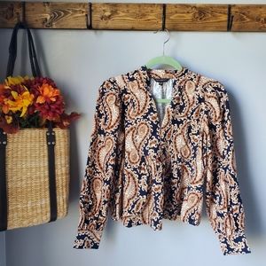 Banana Republic Corduroy Paisley Blouse XXS